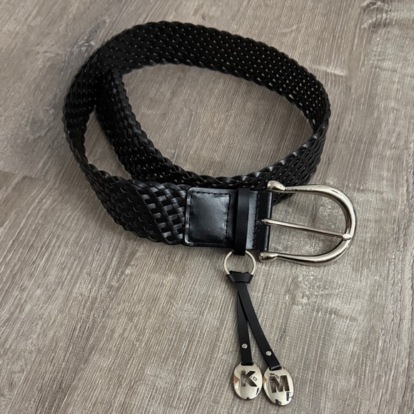 MICHAEL Michael Kors Black Woven Belt with Silver Buckle - Picture 2 of 4